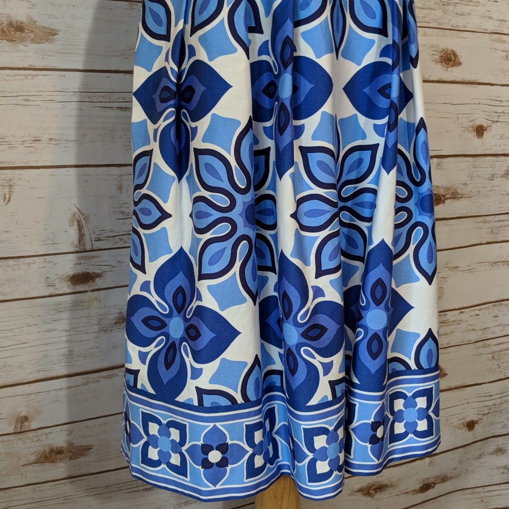 LONDON TIMES Blue Floral A-Line Fit & Flare Dress - Picture 3 of 8